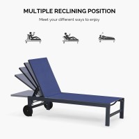 Purple Leaf Outdoor Chaise Lounge With Wheels For Outside Aluminum 4 Pieces Patio Lounge Chair With 5 Adjustable Position Reclin