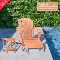 Greenvines | Limited Edition | Adirondack-Ottoman | Apricot | Folding | Set Of 2 | Hdpe Plastic | Outdoor Footrest | All Weather | Foot Rest | Foot Stool | For Adirondack Chair