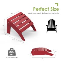 Greenvines Adirondack-Ottoman | Folding | Set Of 2 | Hdpe Plastic | Outdoor Footrest | All Weather | Foot Rest | Foot Stool | Red | For Adirondack Chair | For Patio Backyard Pool