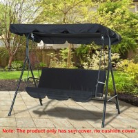 Waterproof Swing Seat Top Cover, Outdoor Lasting Rainproof And Antidust Protector, Ideal For Patio, Porch, Garden Furniture, Heavy Duty Shade Awning For Sun Protection (Black)