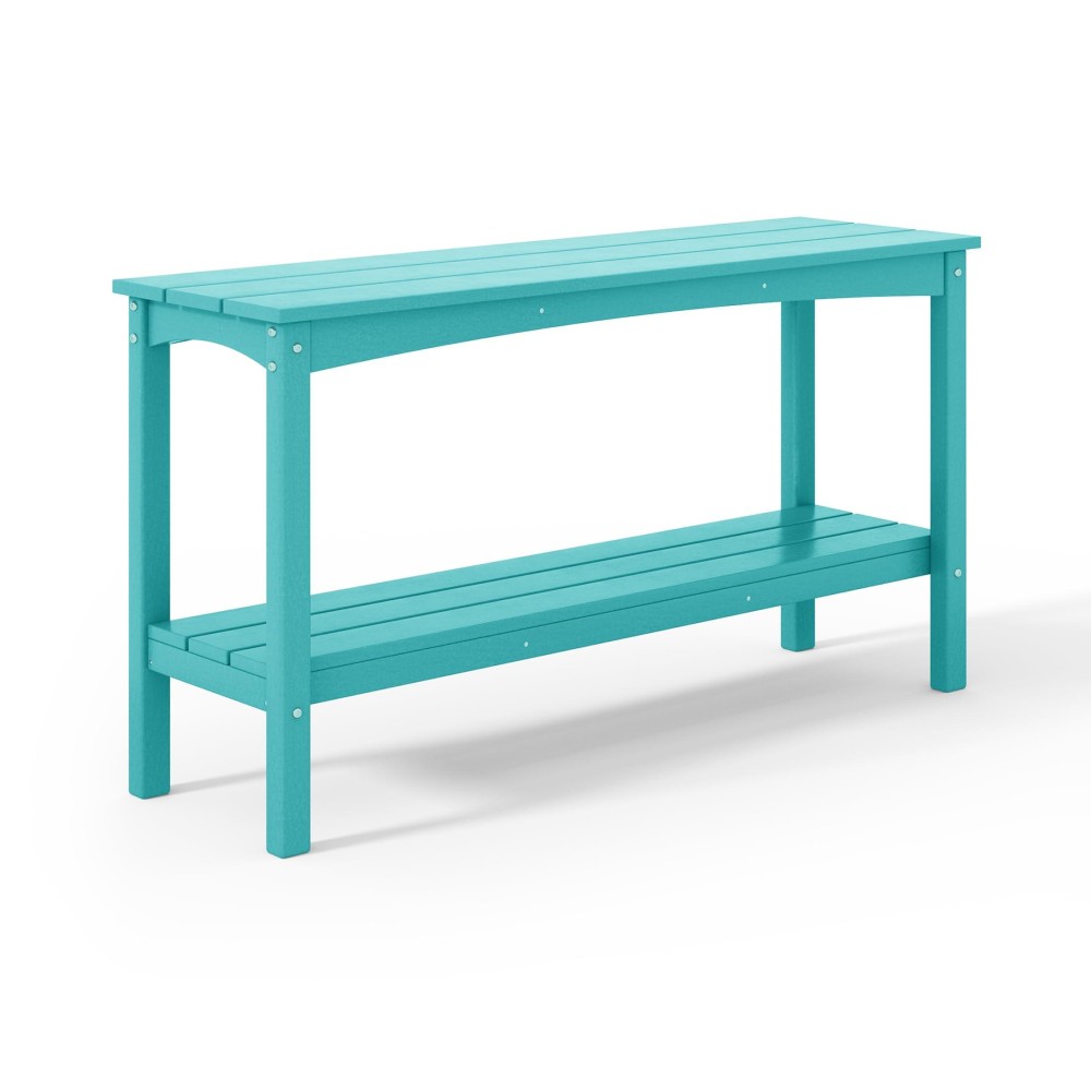 Costaelm Patio Console Table 55 2Shelf Said Table Indoor Outdoor Multifunctional Buffet Bar Storage Organizer For Entryway