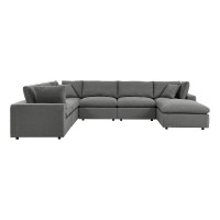 Modway Commix 7-Piece Modern Fabric Outdoor Sectional Sofa In Charcoal