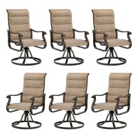 Udpatio Patio Swivel Dining Chairs Set Of 6 Outdoor Swivel Chairs High Back With All Weather Padded Textilene Metal Rocking Fr