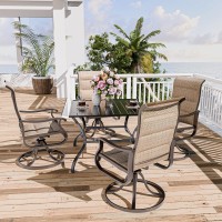 Udpatio Patio Swivel Dining Chairs Set Of 6 Outdoor Swivel Chairs High Back With All Weather Padded Textilene Metal Rocking Fr