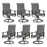 Udpatio Patio Swivel Dining Chairs Set Of 6 Outdoor Swivel Chairs High Back With All Weather Padded Textilene Metal Rocking Fr