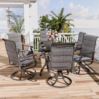 Udpatio Patio Swivel Dining Chairs Set Of 6 Outdoor Swivel Chairs High Back With All Weather Padded Textilene Metal Rocking Fr