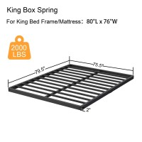 Bednowitz 2 Inch High King Boxspring With Steel Slats Quick Lock King Bunkieboard Only Low Metal Frame Bedslat Replacement