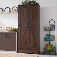 Jxqtlingmu Farmhouse Kitchen Pantry Cabinet 72 Tall Wood Kitchen Storage Cabinets With Adjustable Shelves 2 Barn Doors D