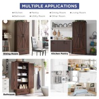 Jxqtlingmu Farmhouse Kitchen Pantry Cabinet 72 Tall Wood Kitchen Storage Cabinets With Adjustable Shelves 2 Barn Doors D