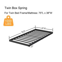 Bednowitz 2 Inch High Twin Boxspring With Steel Slats Quick Lock Twin Bunkieboard Only Low Metal Frame Bedslat Replacement