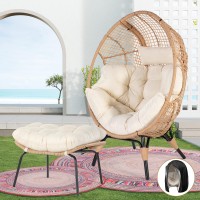 Nicesoul Wicker Stationary Egg Chair Indoor Outdoor Egg Basket Lounge Chair Oversized Egg Seat With Legs 440Lbs Egg Nest Chair W