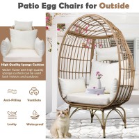 TIMWNER Oversized Egg Chair Indoor,Outdoor Large Wicker Lounge Chair with Stand and Cushions for Patio,Living Room,Backyard with 4 Comfortable Cushion.