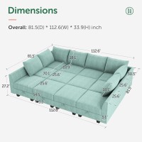 Honbay Convertible Sleeper Sectional Sofa Bed Modular Sofa With Storage Seat Reversible Sectional Sleeper Sofa Set With Modular