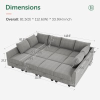 Honbay Modular Sleeper Sectional Sofa Modular Couch With Storage Seat Reversible Sectional Sleeper Sofa With Modular Sectional C