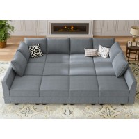 Honbay Convertible Sleeper Sectional Sofa Bed Modular Sofa With Storage Seat Reversible Sectional Sleeper Sofa Set With Modular