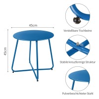 Meluvici Patio Outdoor Side Table Waterproof Round Metal Steel Small Side Table Weather Resistant Portable Outdoor And Indoor En