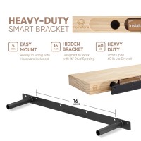 Homeforia Oak Floating Shelf 48 Inch Premium Solid Wood Shelves 48 Inches Long Heavy Duty Bracket 48 X 65 X 175 Inch Set O