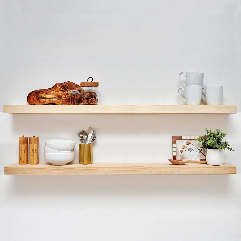 Homeforia Unfinished Floating Shelves For Wall 48 Inch Premium Solid Wood Long Floating Shelf Heavy Duty Bracket 48 X 65 X 1