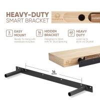 Homeforia Unfinished Floating Shelves For Wall 48 Inch Premium Solid Wood Long Floating Shelf Heavy Duty Bracket 48 X 65 X 1