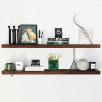 Homeforia 48 Inch Floating Shelf Walnut Premium Solid Wood 48 Inch Long Shelf Dark Brown Heavy Duty Bracket 48 X 65 X 175 I