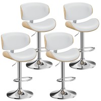 Yafiti Swivel Bar Stools Set Of 4 For Kitchen Counter Adjustable Bentwood Barstools Modern Pu Leather Upholstered Bar Chair Wi