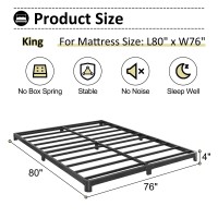 Yicensen 4 Inch Low Profile King Bed Frame With Rounded Corner Legs Heavy Duty Metal King Size Platform Bed Frame No Box Spring