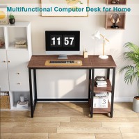 Sinpaid Computer Desk 47 Inches With 2Tier Shelves Sturdy Home Office Desk With Large Storage Space Modern Gaming Desk Study Wr