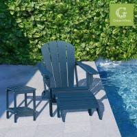 Greenvines Adirondack-Ottoman | Folding | Set Of 4 | Hdpe Plastic | Outdoor Footrest | All Weather | Foot Rest | Foot Stool | Blue | For Adirondack Chair | For Patio Backyard Pool