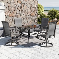 Vonzoy Patio Swivel Chairs Set Of 6 Outdoor Dining Chairs With High Back Allweather Swivel Rocker Chair For Lawn Porch Or Ga