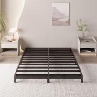 Yicensen 4 Inch Low Bed Frame Queen Rounded Corner No Box Spring Needed Heavy Duty Metal Queen Size Platform Bed Frame Easy As