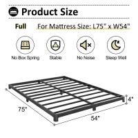 Yicensen 4 Inch Full Bed Frame Low Profile No Box Spring Needed Heavy Duty Full Size Metal Platform Bed Frame With Rounded Corn