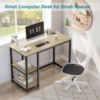 Sinpaid Computer Desk 47 Inches With 2Tier Shelves Sturdy Home Office Desk With Large Storage Space Modern Gaming Desk Study Wr