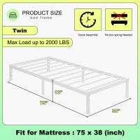 Cieemine 12 Inch Twin Bed Frames Heavy Duty Metal Twin Platform Bed Frame No Box Spring Needed Easy Assembly Noisefree Whi