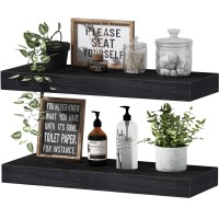 Qeeig Floating Shelves For Wall Bathroom Shelf Bedroom Kitchen Farmhouse Small Book Shelf 16 Inch Set Of 2 Black 015B2