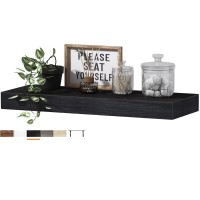 Qeeig Black Floating Shelf For Wall Bathroom Shelves Farmhouse Small Single Shelf 16 Inch 1Pc 015B1