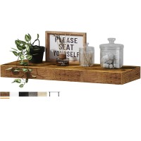 Qeeig Floating Shelf For Wall Bathroom Shelves Farmhouse Small Single Shelf 16 Inch 1Pc Rustic Brown 015Bn1