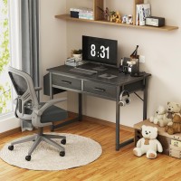 Dlisiting Small Desk With Fabric Drawers For Bedroom 32 Inch Small Gaming Desk With 2 Drawers For Small Space Study Writing Ta