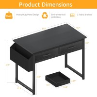 Dlisiting Small Desk With Fabric Drawers For Bedroom 32 Inch Small Gaming Desk With 2 Drawers For Small Space Study Writing Ta