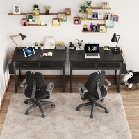 Dlisiting Small Desk With Fabric Drawers For Bedroom 32 Inch Small Gaming Desk With 2 Drawers For Small Space Study Writing Ta