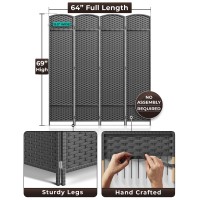 Sorbus 4 Panel Room Divider 6 Ft Tall Privacy Screen Extra Wide Double Hinged Panels Mesh Handwoven Design Partition Room