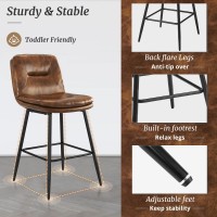 Cozyman Doublelayer Upholstered Bar Stools Set Of 4 Counter Height Bar Stools For Kitchen Island Faux Leather Armless Barstoo