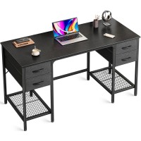 Huuger 47 Inch Computer Desk With 4 Drawers Office Desk With Mesh Shelf Gaming Desk Large Storage Writing Desk Work Desk For