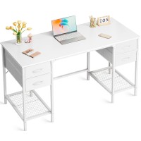 Huuger 47 Inch Computer Desk With 4 Drawers Office Desk With Mesh Shelf Gaming Desk Large Storage Writing Desk Work Desk For