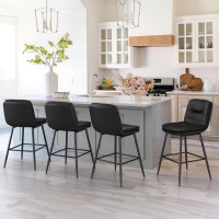 Cozyman Doublelayer Upholstered Bar Stools Set Of 4 Counter Height Bar Stools For Kitchen Island Faux Leather Armless Barstoo