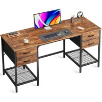 Huuger 55 Inch Computer Desk With 4 Drawers Office Desk With Mesh Shelf Gaming Desk Large Storage Writing Desk Work Desk For