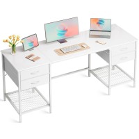 Huuger 63 Inch Computer Desk With 4 Drawers Office Desk With Mesh Shelf Gaming Desk Large Storage Writing Desk Work Desk For