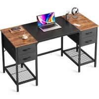 Huuger 47 Inch Computer Desk With 4 Drawers Office Desk With Mesh Shelf Gaming Desk Large Storage Writing Desk Work Desk For