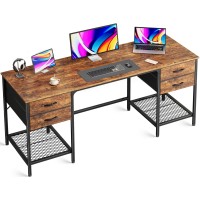 Huuger 63 Inch Computer Desk With 4 Drawers Office Desk With Mesh Shelf Gaming Desk Large Storage Writing Desk Work Desk For