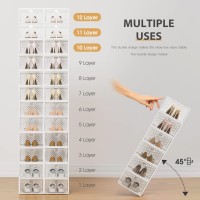 Pinkpum Shoe Storage Boxes Shoe Organizer For Closet Clear Shoe Boxes Clear Plastic Stackable Folable Storage Bins With Lids