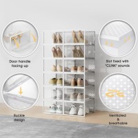 Pinkpum Shoe Storage Boxes Shoe Organizer For Closet Clear Shoe Boxes Clear Plastic Stackable Folable Storage Bins With Lids